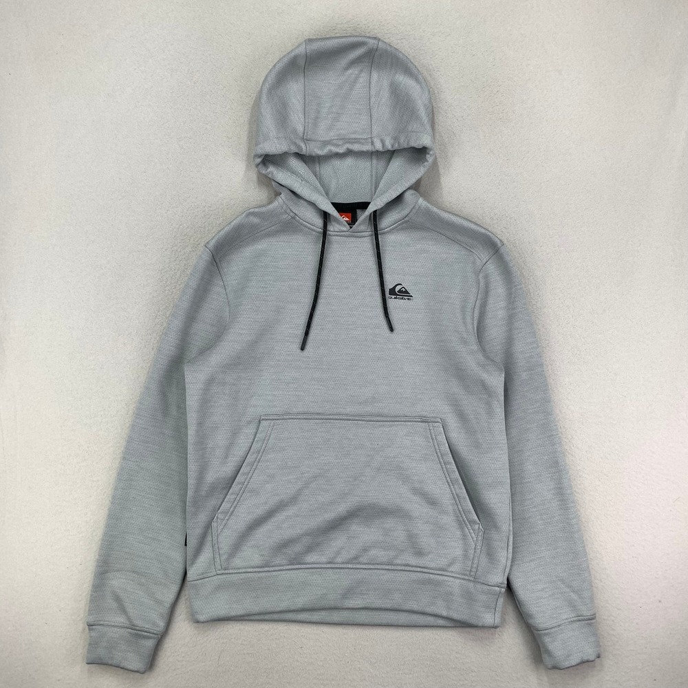 Quiksilver Hoodie‎ Mens Small Grey Performance Knit Pullover Surf Skate Y2K
